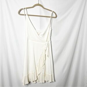 New with tags Gianni Bini White Wrap Ruffle Trim Mini Dress
